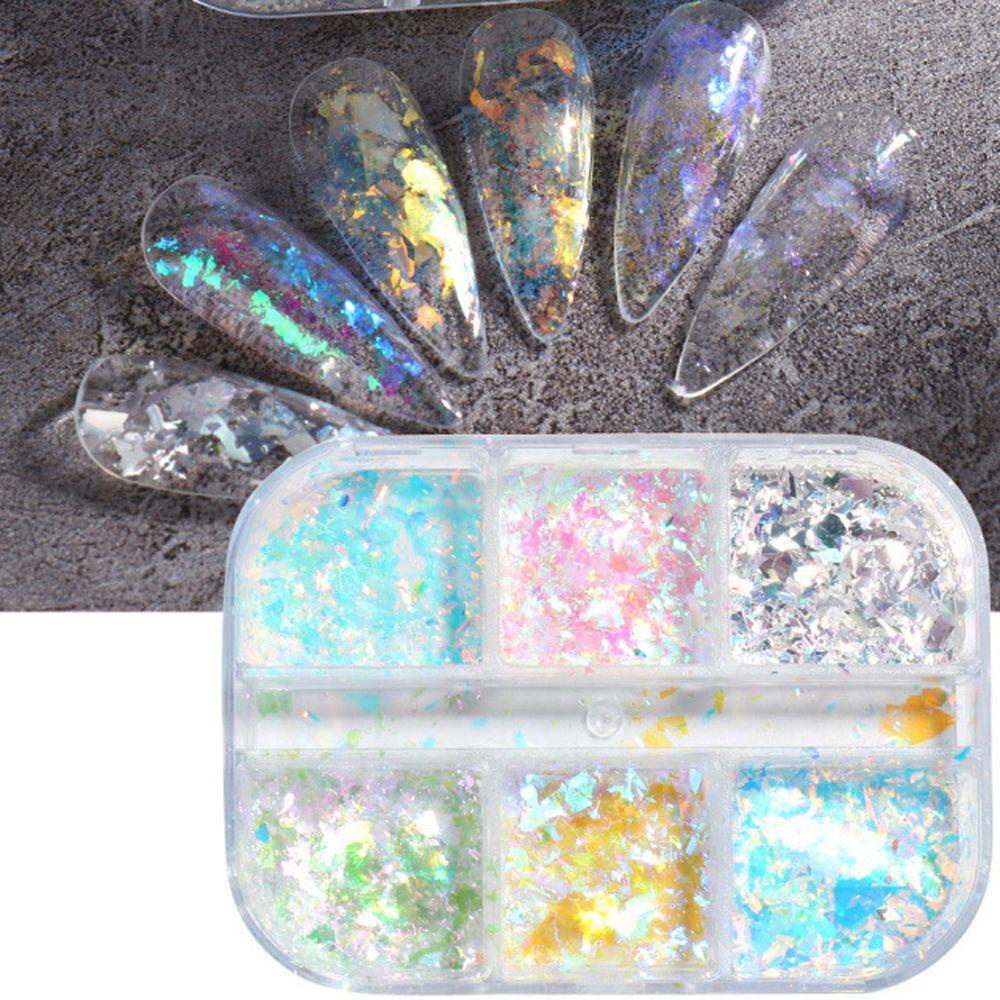 Agustina Aurora Kuku Serpihan Wanita Bergaya Nail Art Dekorasi 3D Kuku Glitter Manicure Aksesoris DIY Nail Art Foil Glitter Kuku Payet