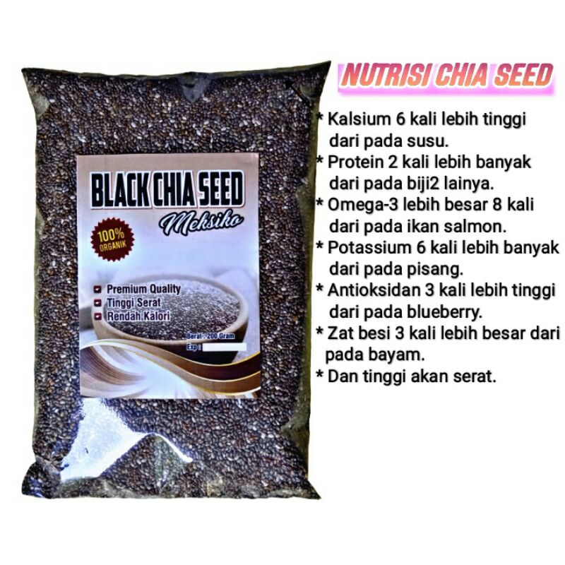 

Black Chia Seed Meksiko 300 Gram Chia seed Premium