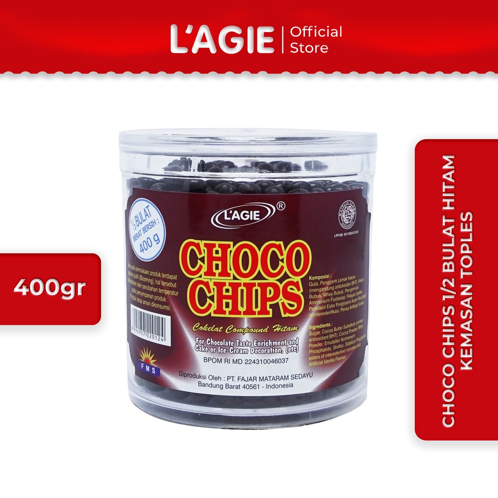 

Lagie Coklat Choco Chips 1/2 Bulat Hitam 400gr