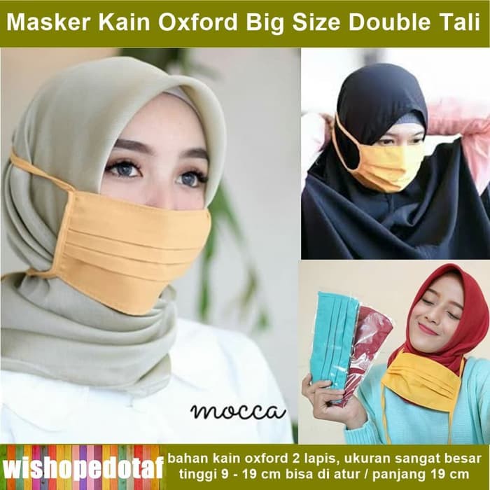 SYATIN Masker Hijab Kain Oxford Untuk Wanita XL- kain motif
