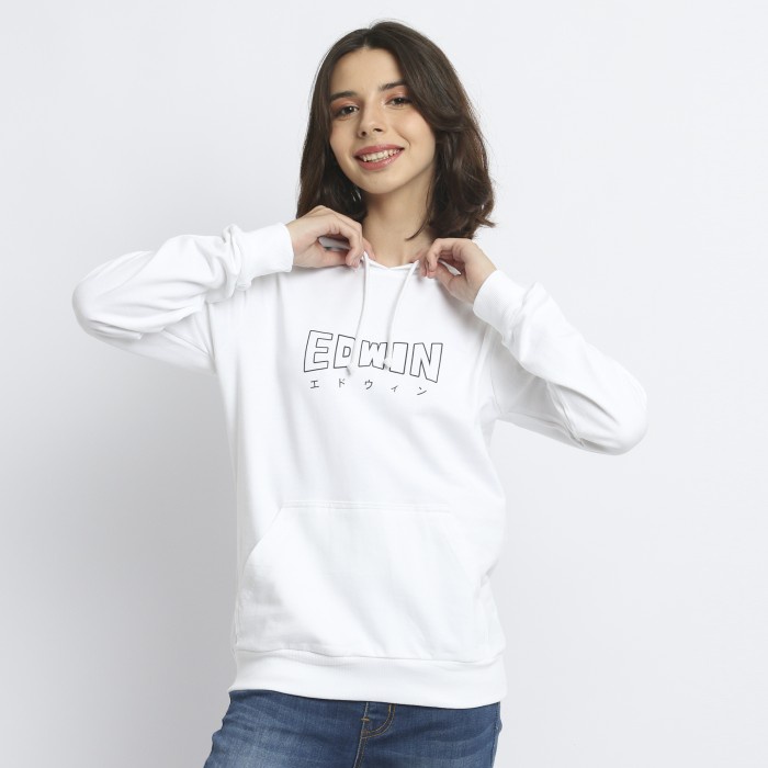 Hoodies 3.0 Horizon White Outer Wanita Ls - Hoodie Edwin Jeans - Putih, Xxl Cuci Gudang