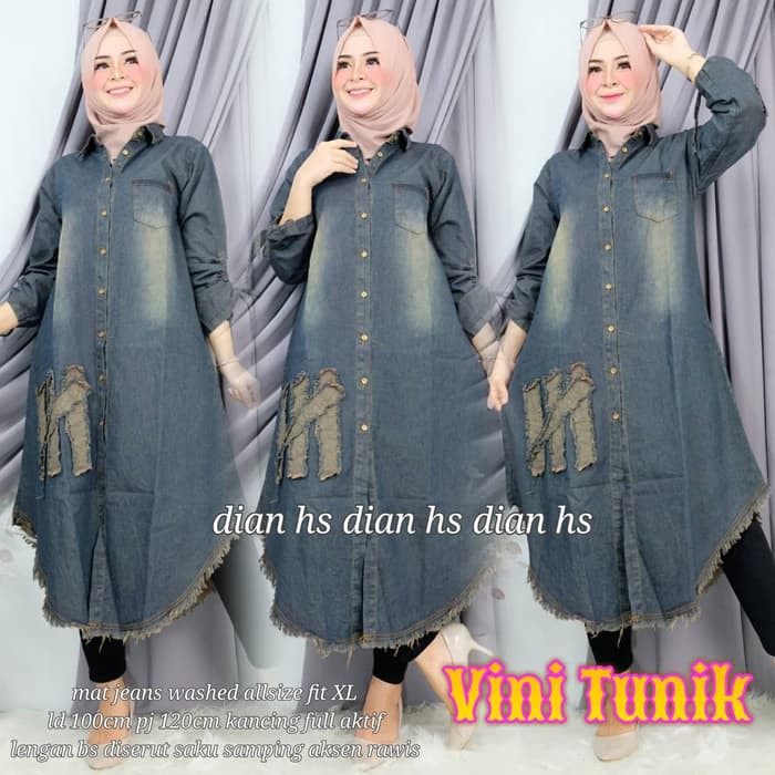 VINI LONG TUNIK RAWIS RAYYA JEANS WASH