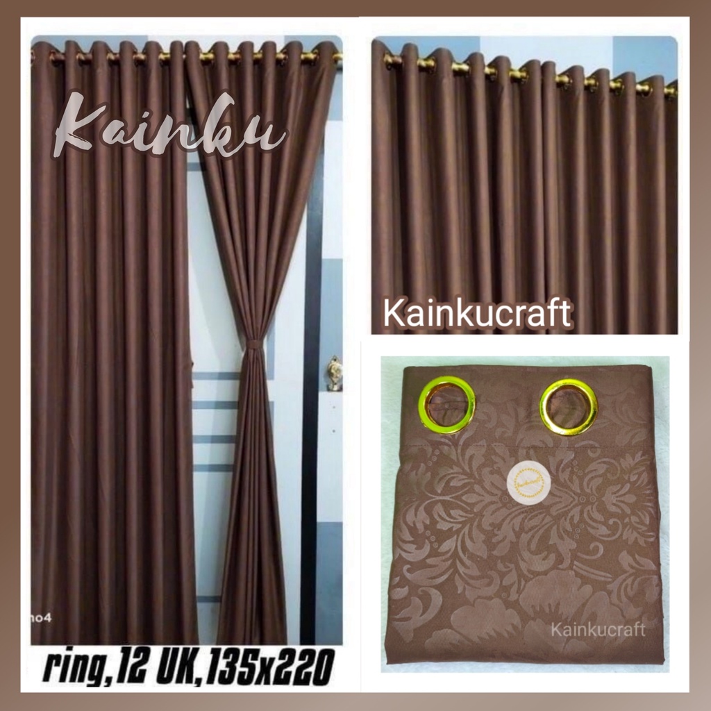 TIRAI PINTU DAN GORDEN JENDELA POLOS EMBOS COKLAT TUA SMOKRING 12 KORDEN WARNA DARK BROWN HORDENG