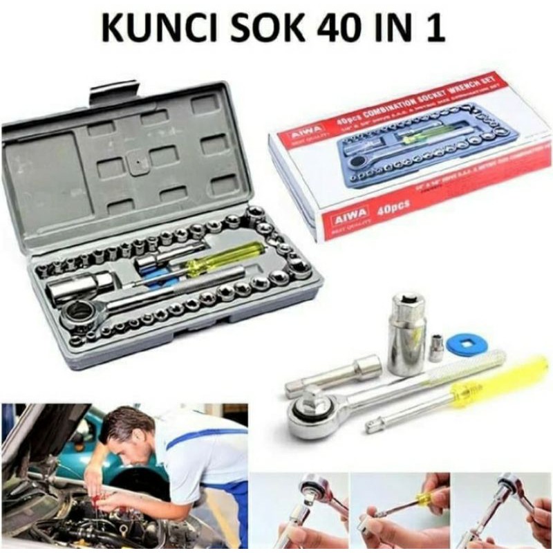 Kunci pas shock wrench set 40 in 4 kunci pas shock lengkap