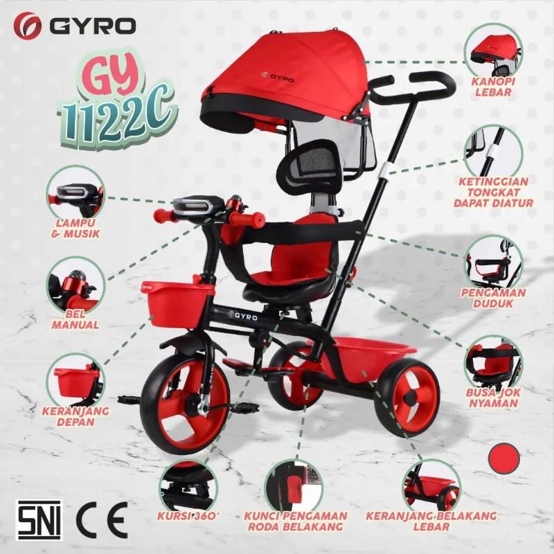 Bisa COD sepeda anak roda tiga Gyro GY-1122C/trycycle