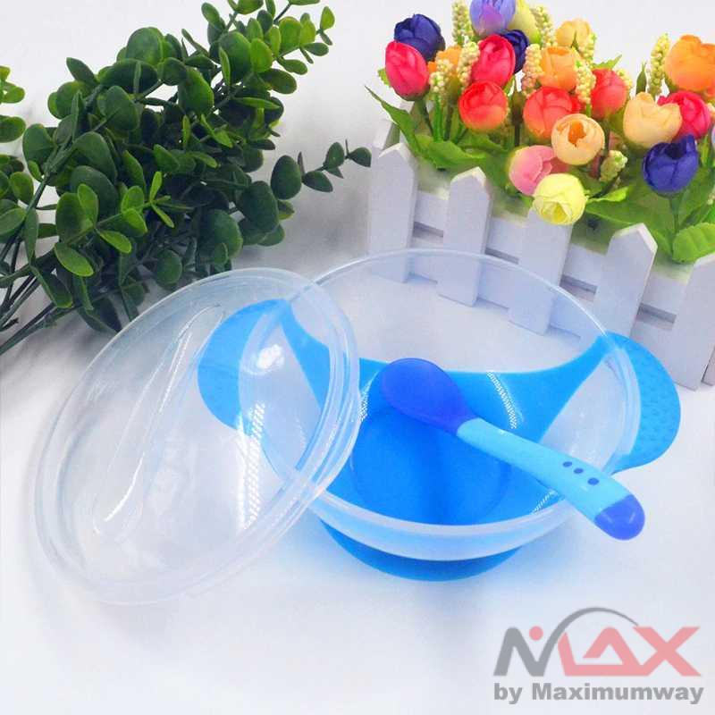 Mangkuk Bayi nempel di meja Anti Tumpah meja plus Sendok Alat makan bayi piring bayi mangkok BABIES Mangkuk Makan Bayi Batita Suction Bowl - PP13M Baby Sucker Bowl Children's Tableware Baby Learning Dish with Bowl Set PP Temperature Sensing Baby Feeding