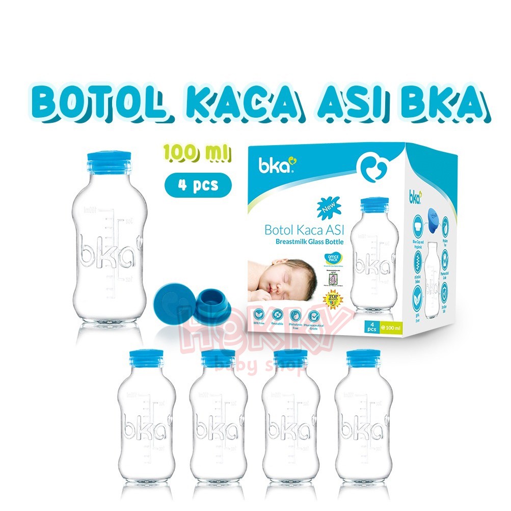 BKA Botol Kaca Asi Tempat simpan Asi 100ml Isi 4pc