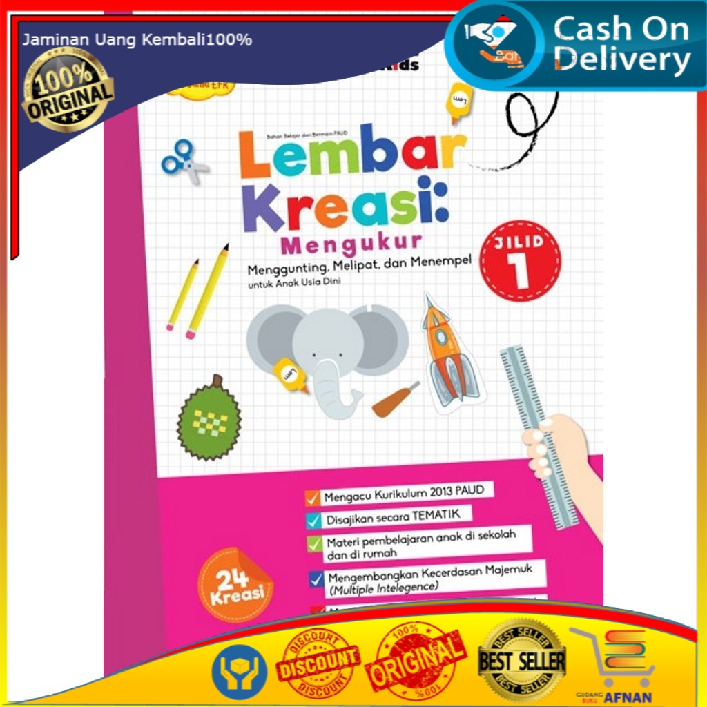 BUKU ANAK - BUKU PAUD - BUKU ANAK TK - BUKU LEMBAR KREASI: MENGUKUR JILID 1 - ERLANGGA - ORIGINAL