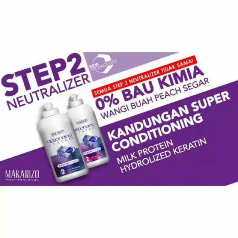 MAKARIZO HYDROPRISMA STEP 2 500ML Rebonding System Netral MILKY / LIQUID Pelurus Rambut