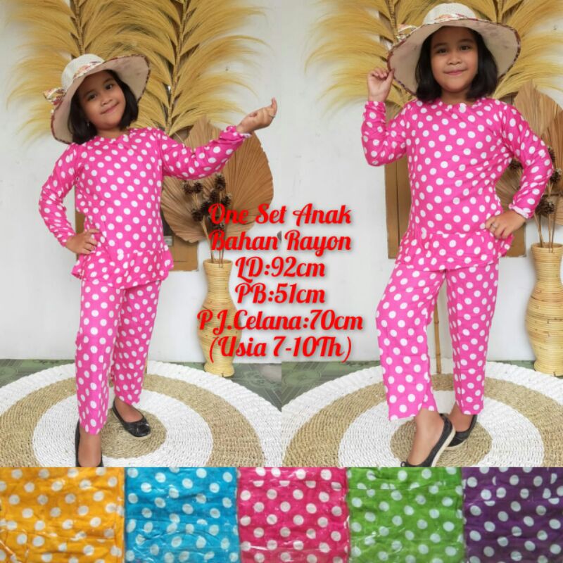 SETCEL ANAK RAYON ONE SET ANAK SETELAN RAYON MOTIF POLKADOT CERAH