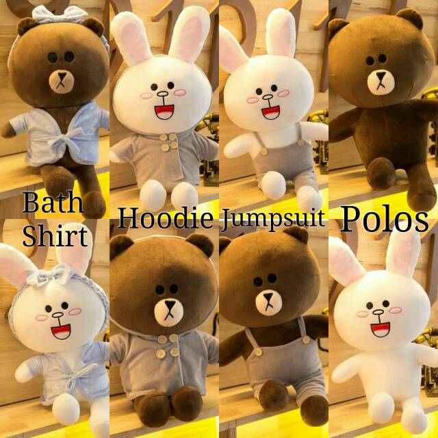 Boneka Line friends boneka Brown Cony hoodie jumpsuit