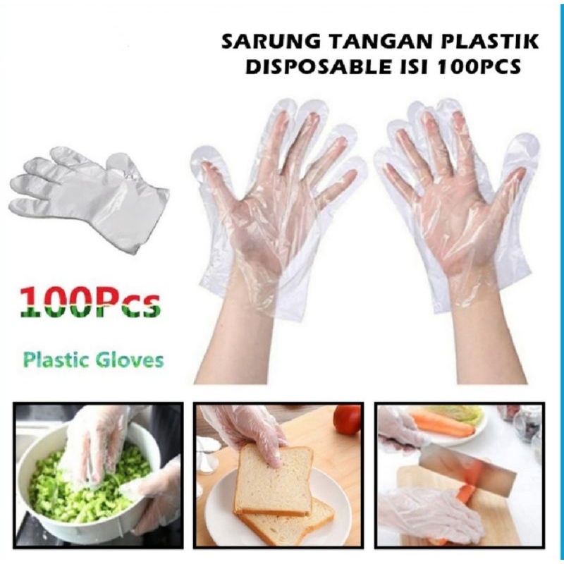 Sarung tangan plastik transparan disposable isi 100pcs