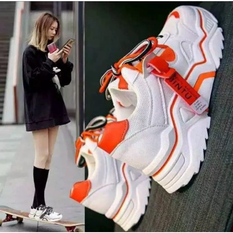 Sepatu wanita fashion korea gts 219,Sepatu cewek JINTU Korea styl fashio,sepatu sneakers cewek putih-4