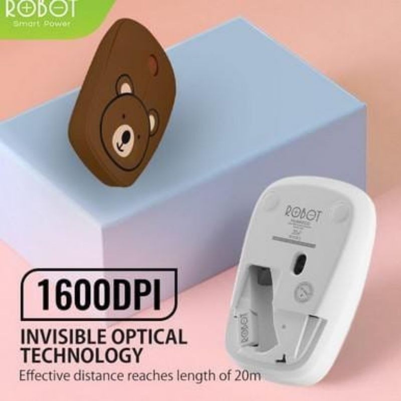 Robot M220 Mouse Wireless Karakter Lucu 2.4G Optical USB