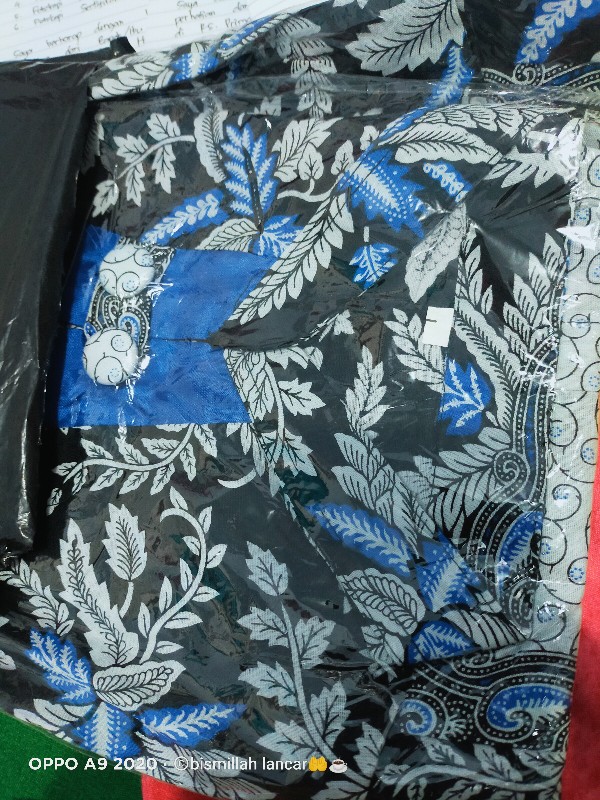 Trolis Grosir Batik Wanita Motif Kembang Pancal  Blarak Biru Hijau Lengan Panjang Cewek Blra Aa