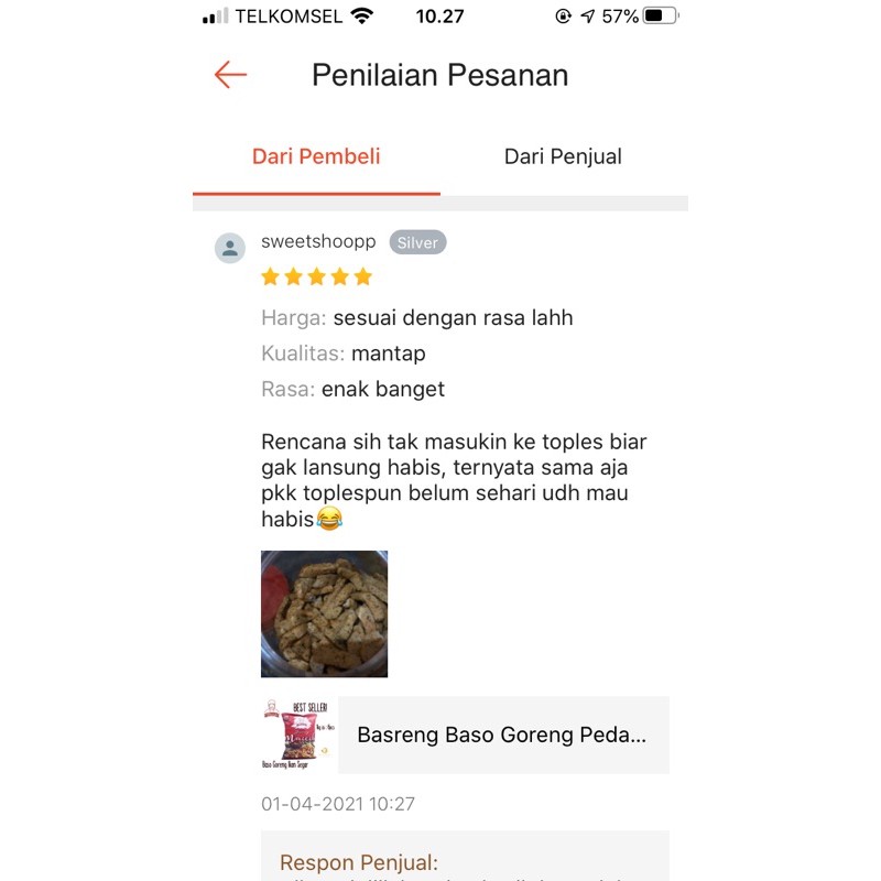 Basreng Maicih Bob Baso Goreng Ikan Pedas Sedang Khas Bandung 100 g