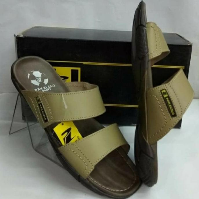 Sandal kulit pakalolo boots N2321 krem sendal casual pria original