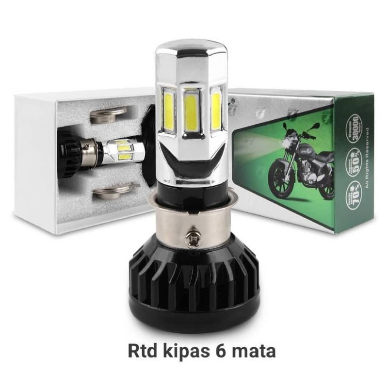Lampu Depan Utama Led Motor Headlight Headlamp LED RTD M02E 6 Sisi Mata 100% Ori lampu led beat mio-2