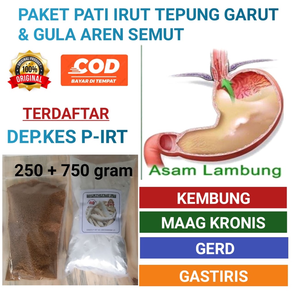 

Paket Pati Irut Tepung Garut Gula Semut Aren Obat Asam Lambung Ampuh Maag Kronis dan Gerd