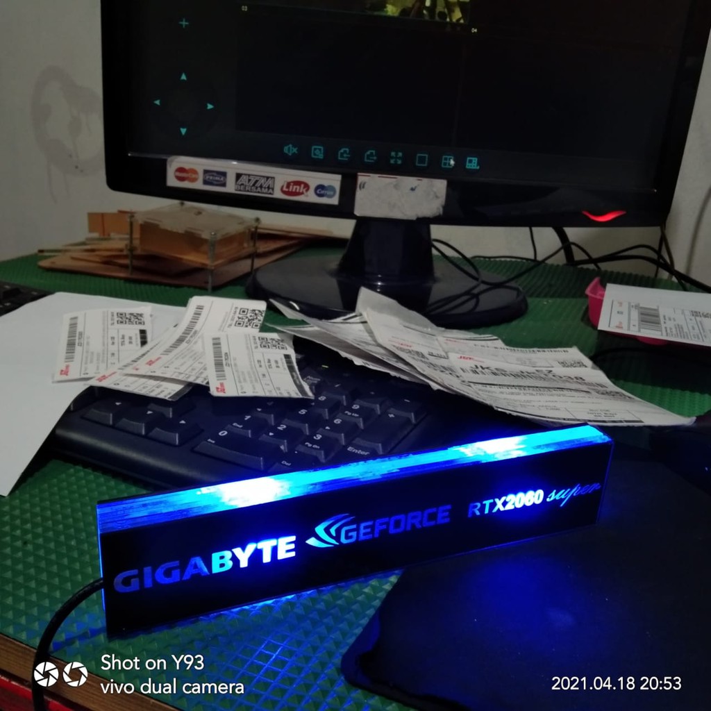 led cpu custom logo akrilik remote controller suka suka anda