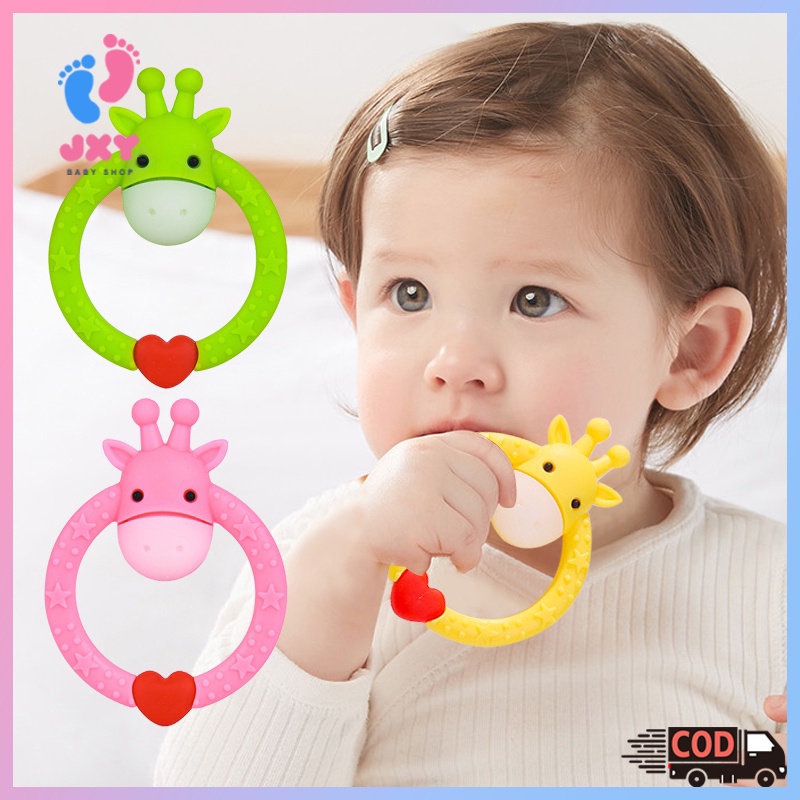 Teether bayi/Gigitan bayi model jerapah BPA Free/Teether berbentuk hati rusa  L278