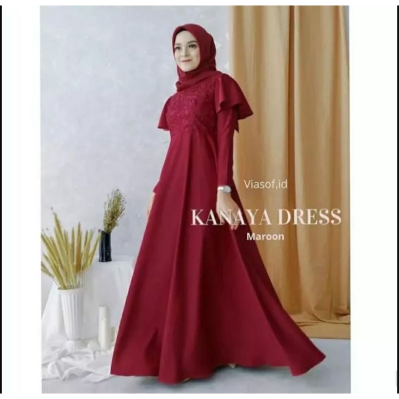 Kanaya Baju  Gamis Dress Brukat Kondangan murah ukuran M L XL