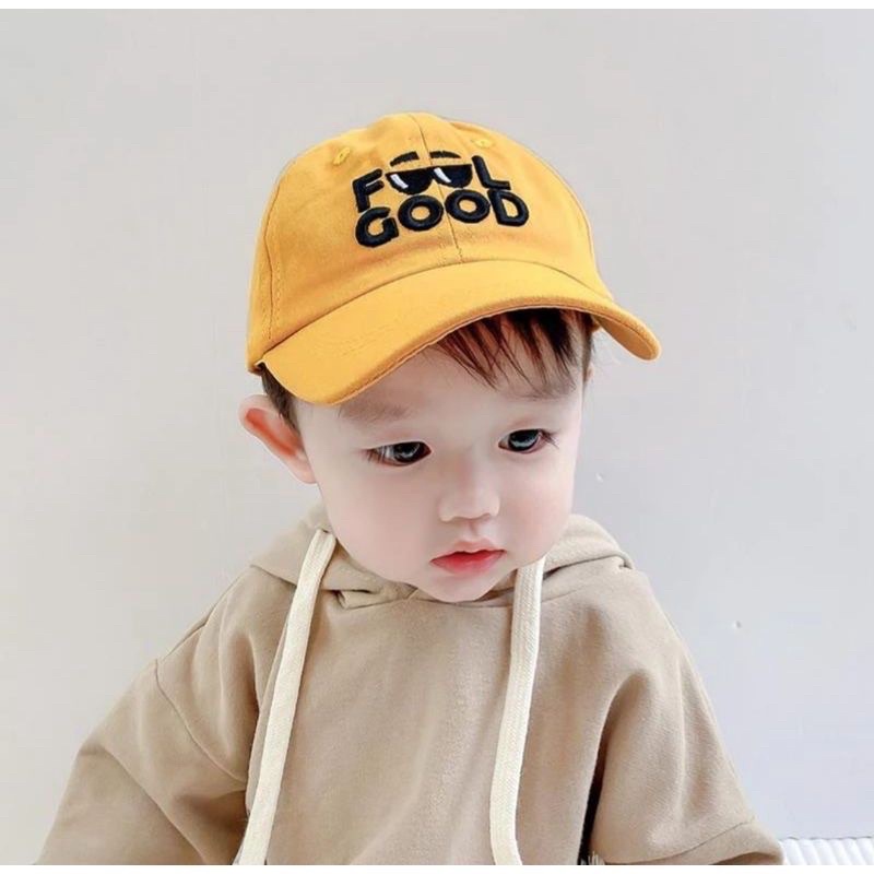 TOPI BASEBALL ANAK FASHION HAT TOPI MOTIF LUCU BORDIR UNISEX TOPI MOTIF FEEL GOOD