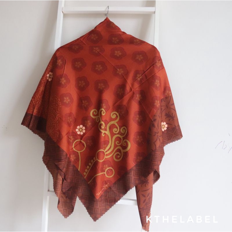H156 - Segiempat Voal Syari 130x130 / Hijab Segiempat Syari / Jilbab Segi Empat Jumbo Motif Umama-Terracota