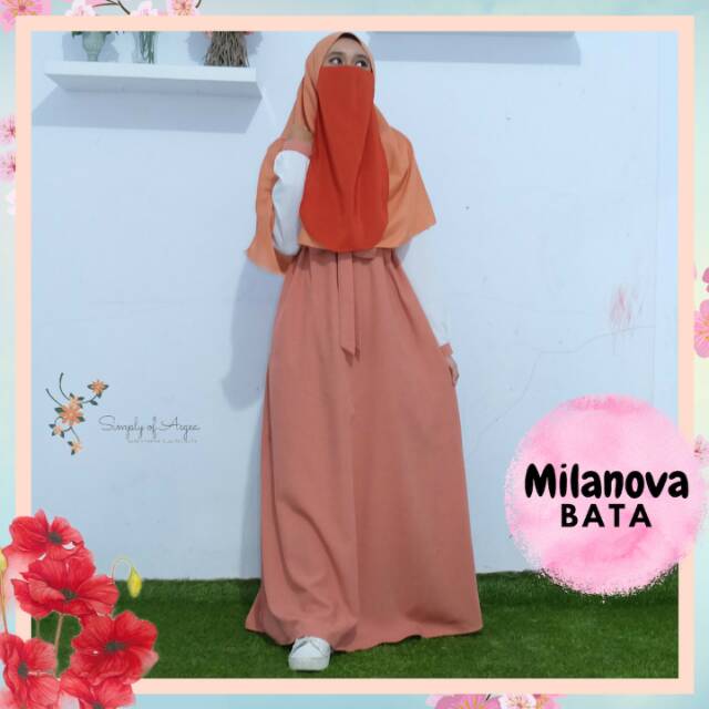 Gamis milanova bata bahan supernova by SAE harga murah kualitas butik