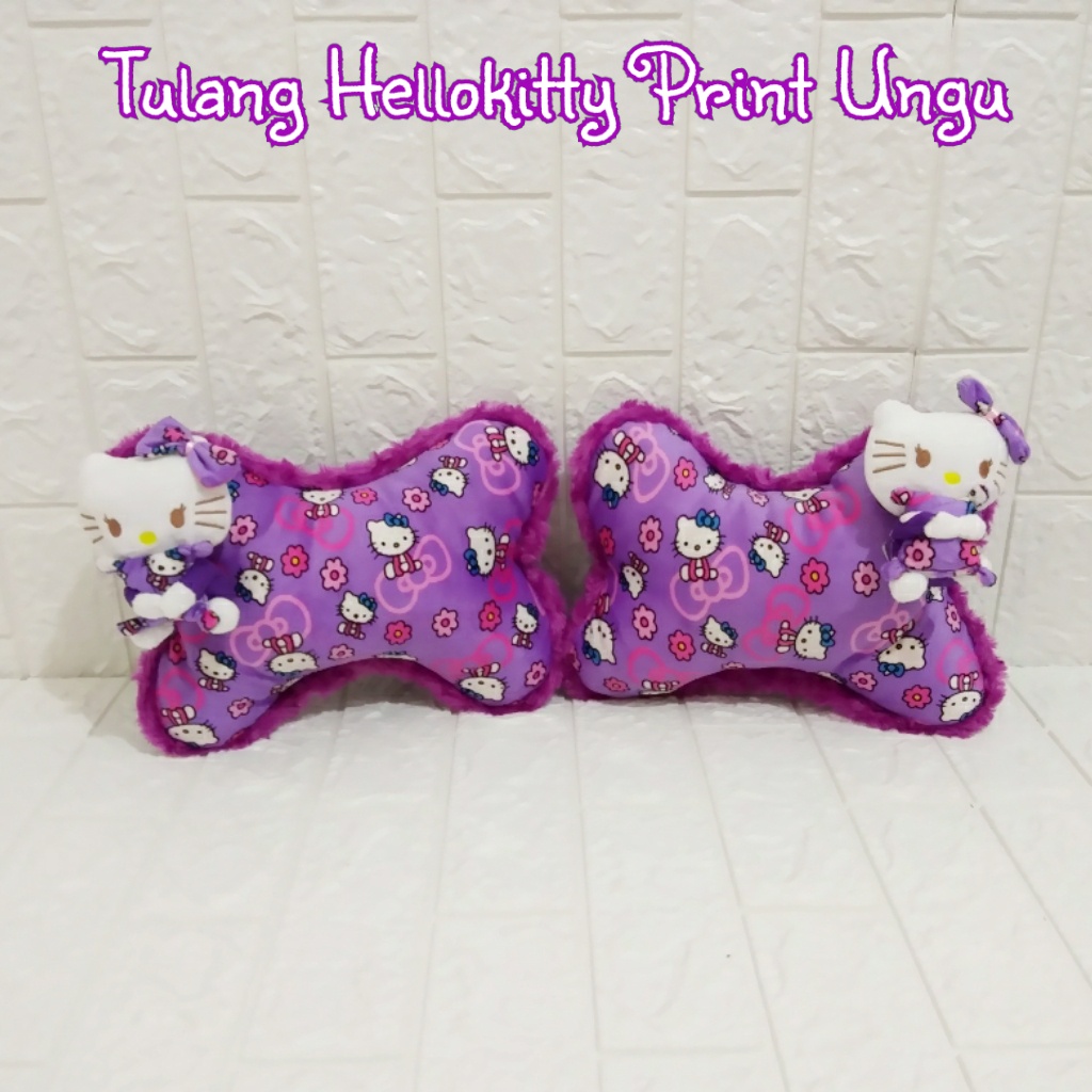 Bantal mobil Tulang Hellokitty Ungu Print Ungu