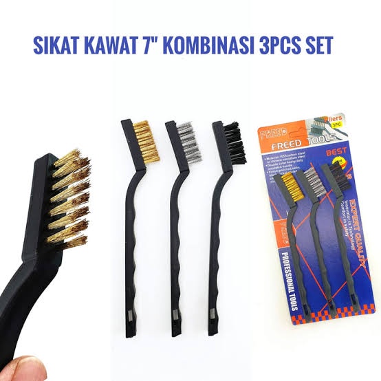 FREED TOOLS Sikat Pembersih Karat 7 Inci 3Pcs Set Sikat Kawat