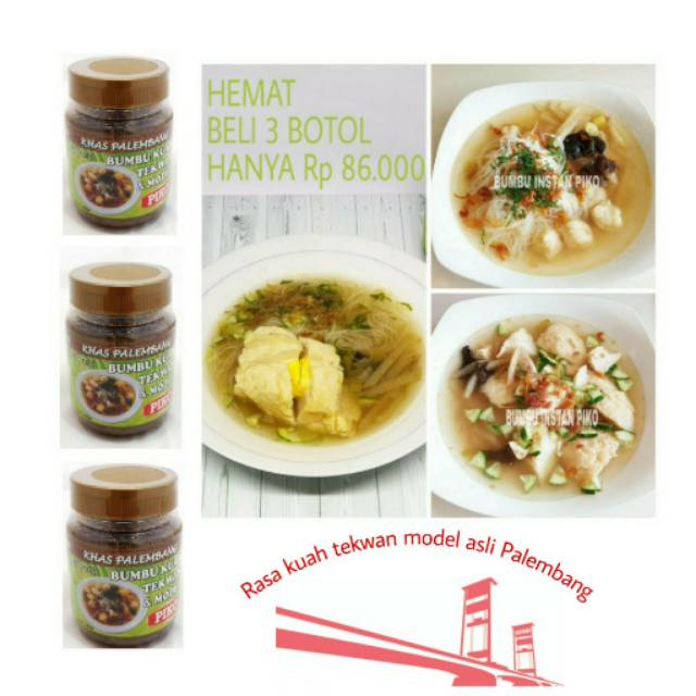 

BUMBU INSTAN TEKWAN MODEL KAPAL SELAM KHAS PALEMBANG 3 TOPLES 250gr