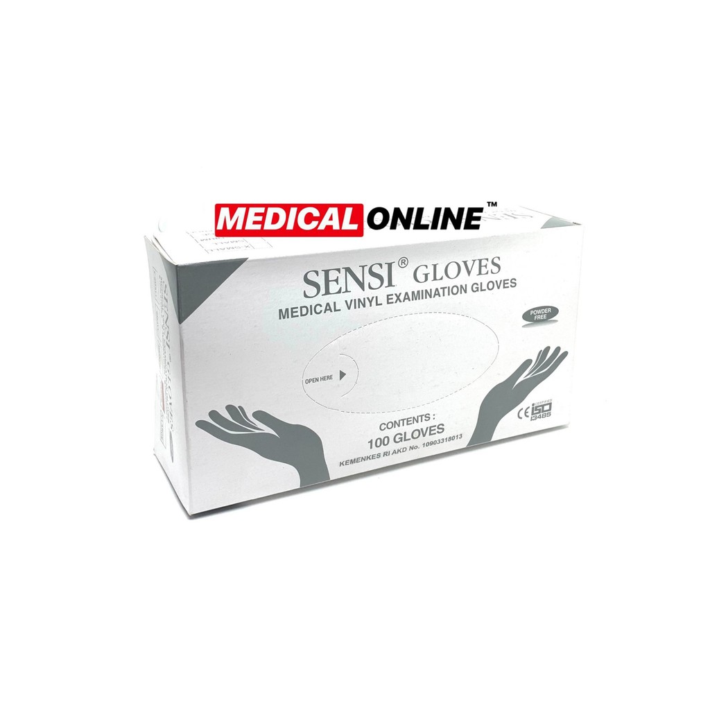 SARUNG TANGAN VINYL TRANSPARAN POWDER FREE SENSI GLOVES ISI 100 PER BOX MEDICAL ONLINE