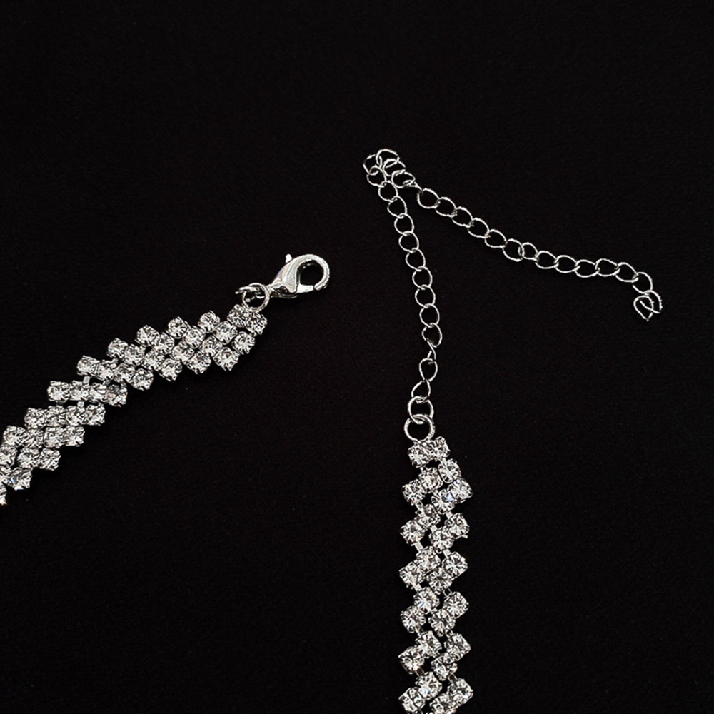 Needway  Fashion Crystal Necklaces Party Gifts Clavicle Chain Full Rhinestone Choker Women Weddings Jewelry Geometric Shiny Simple Alloy/Multicolor