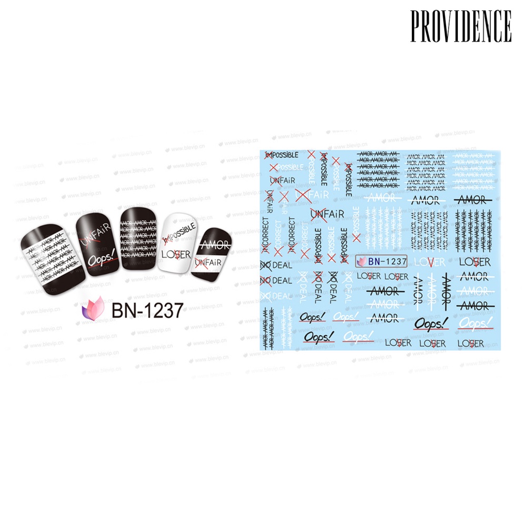 Providence Nail Sticker Water Transfer Letters Pattern Durable Nail Art Paper-made Sticker For Festival