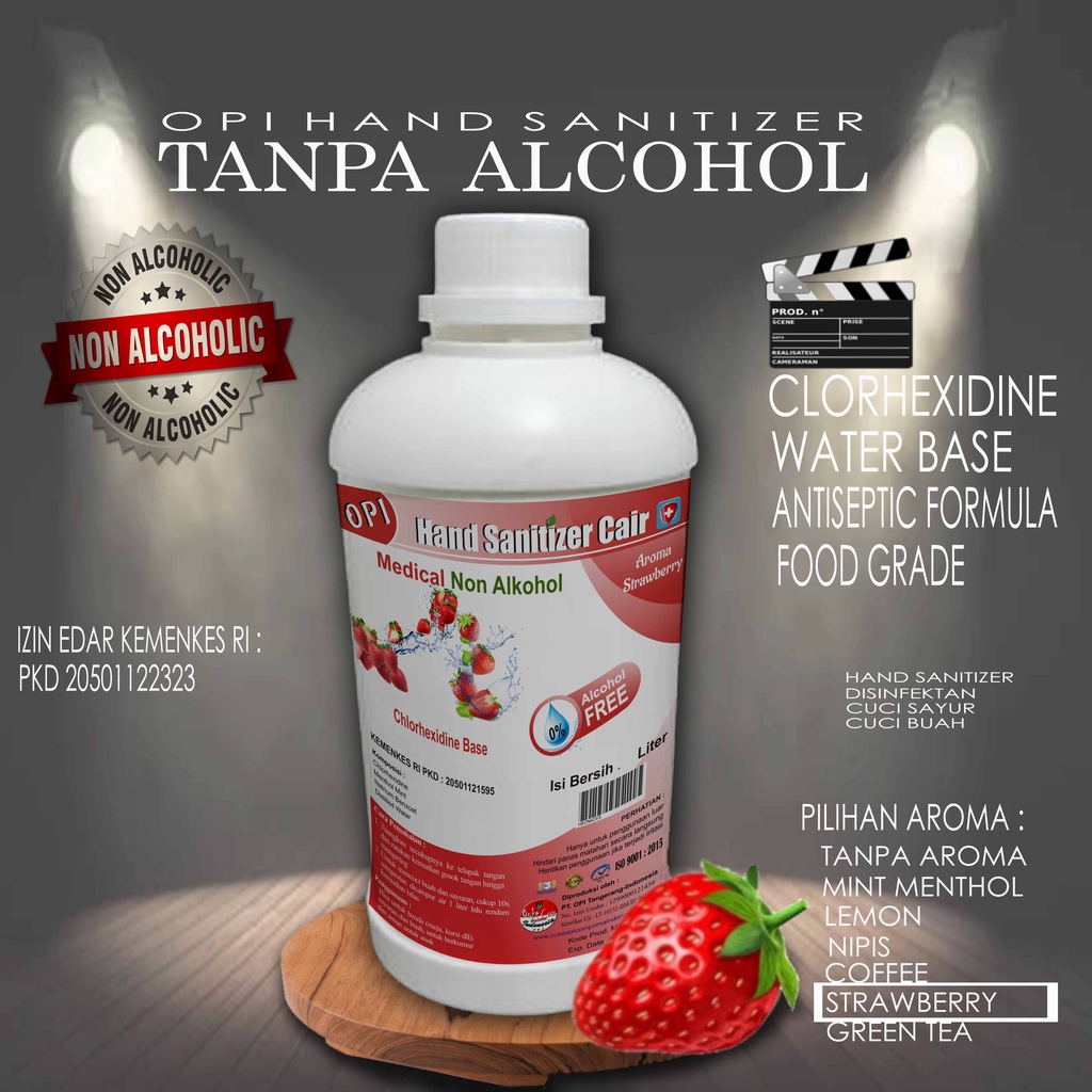 Hand Sanitizer 1 liter non alkohol Medical kesehatan KEMENKES wangi strawberry sudah ada izin edar resmi by Oke sabun suplayer