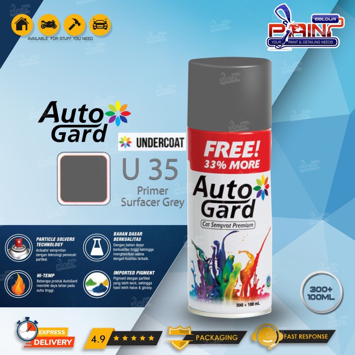 AUTOGARD PRIMER SURFACER GREY (ABU) U35 - Cat Semprot Premium Motor