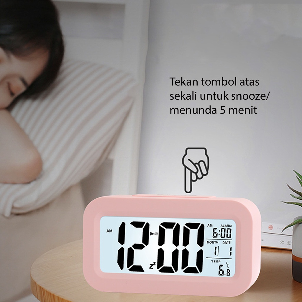 Smart Clock Multifungsi Weker Lampu Jam Alarm Digital Persegi Panjang Jam Meja Suhu