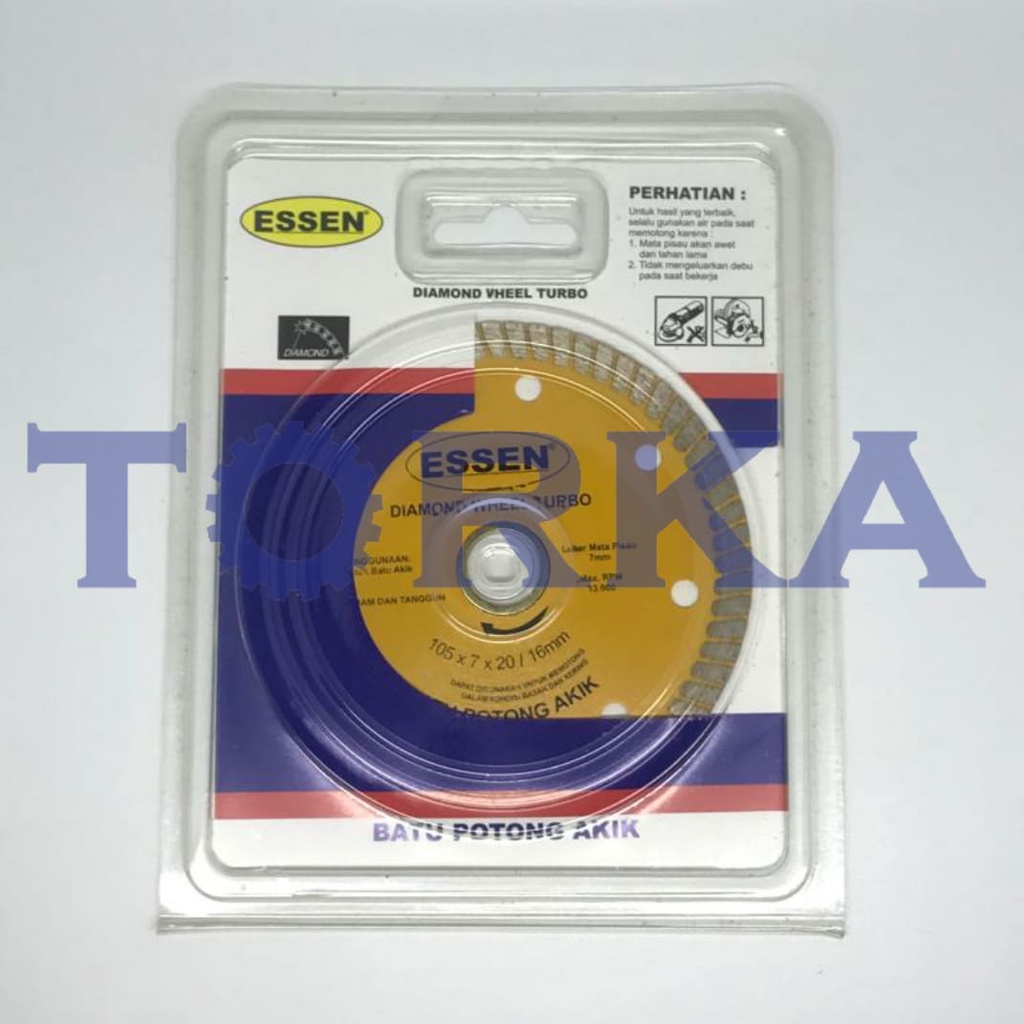 Diamond wheel Turbo ESSEN 4 inch pisau potong keramik atau granit bisa kering dan basah