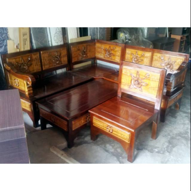 Kursi + Meja Tamu Jati Minimalis Spet 221 + Sudut