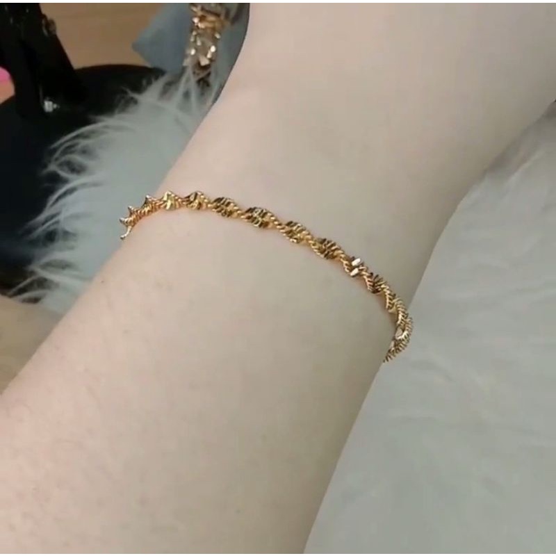 Gelang Tangan Ulir Titanium Gold Perhiasan Wanita/Gelang Tangan Ulir Borsalino Perhiasan Wanita Lapi