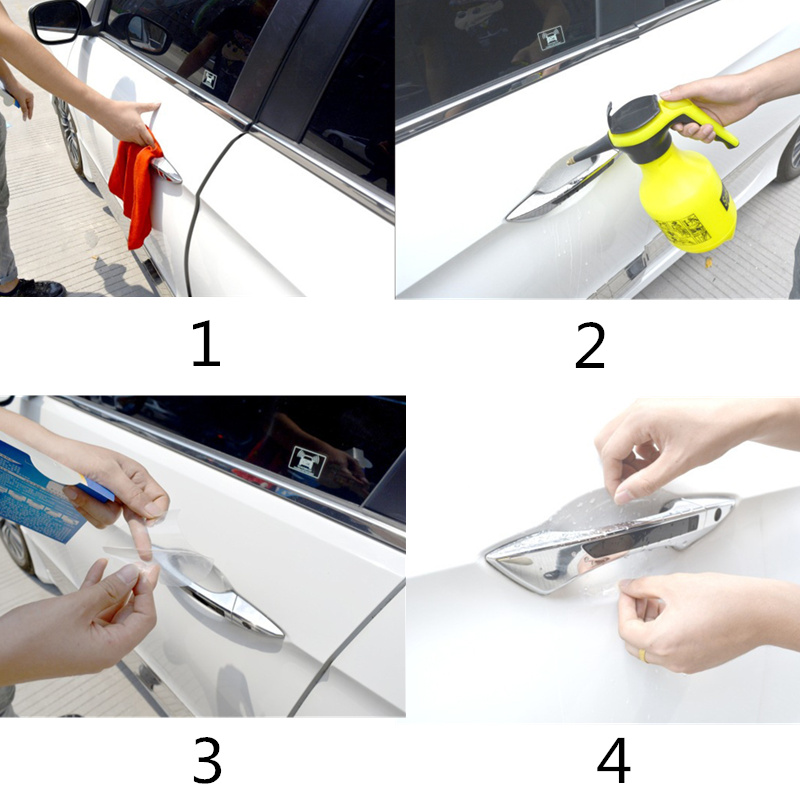 8pcs Film Pelindung Gagang Pintu Mobil Universal Transparan Anti Gores Bahan Vinyl Sicker