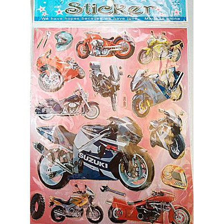 sticker tempelan anak motif motor sports