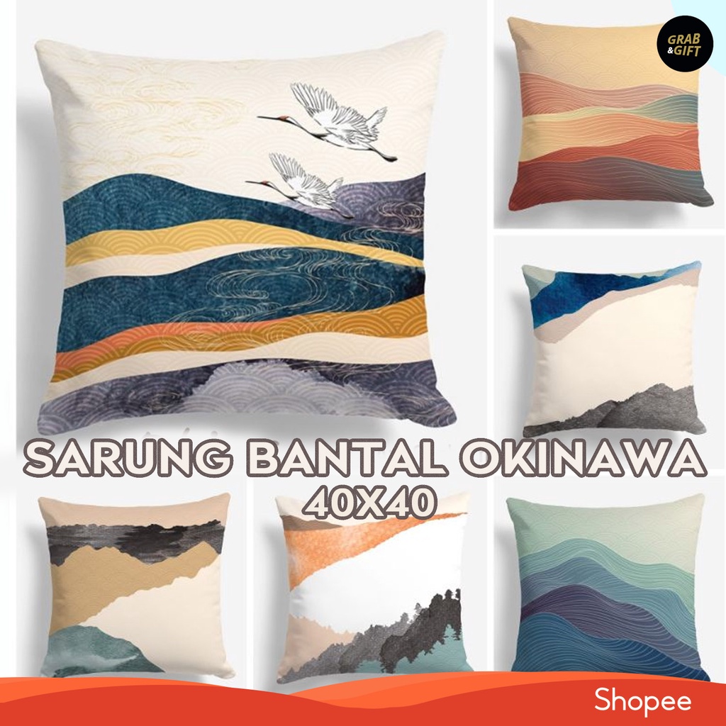 SARUNG Bantal Motif Japanese Hokkaido Art Jepang 40 x 40 cm