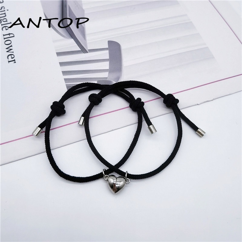 2 Pcs Gelang Cinta Pasangan Tali Kepang Magnetik Gaya Cina Untuk / Pria / Wanita ANTOP