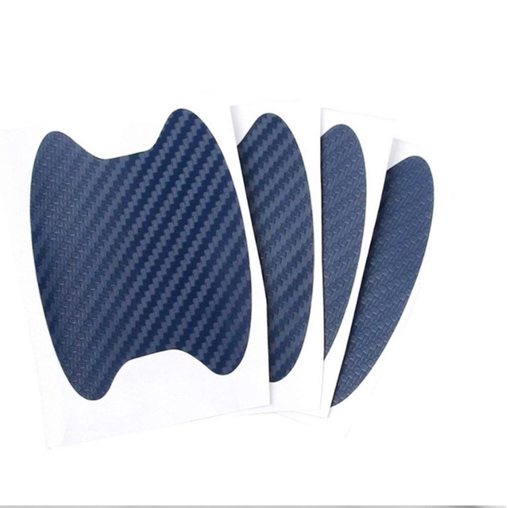 4pcs Stiker Film Pelindung Handle Pintu Mobil 3D Bahan Karbon Fiber Anti Gores