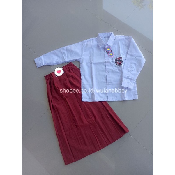 REALPICT 1SET Seragam Merah Putih SD PEREMPUAN MUSLIM