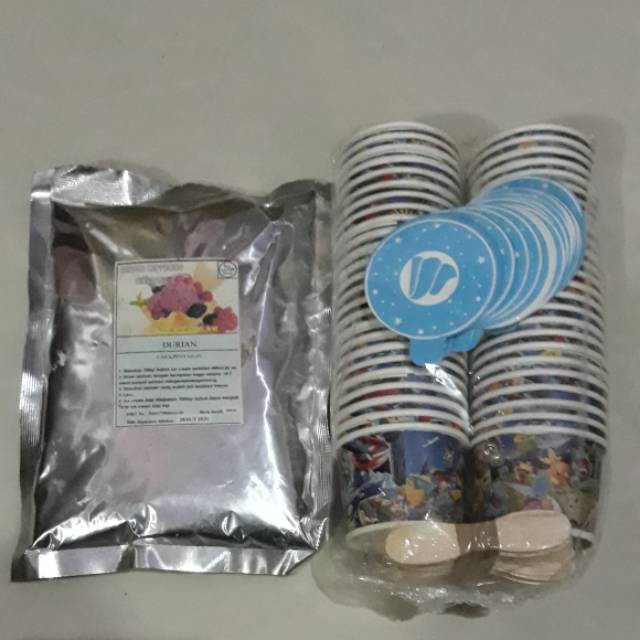 

Paket bubuk ES KRIM DURIAN & PAPER CUP