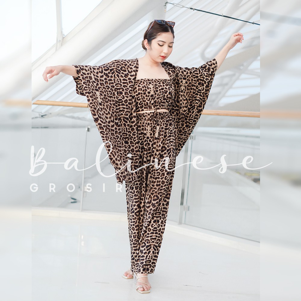 SETELAN KARDIGAN LEOPARD PREMIUM / ONE SET OUTWEAR CARDIGAN / CARDY CARDI OUTER OVERSIZE LORENG