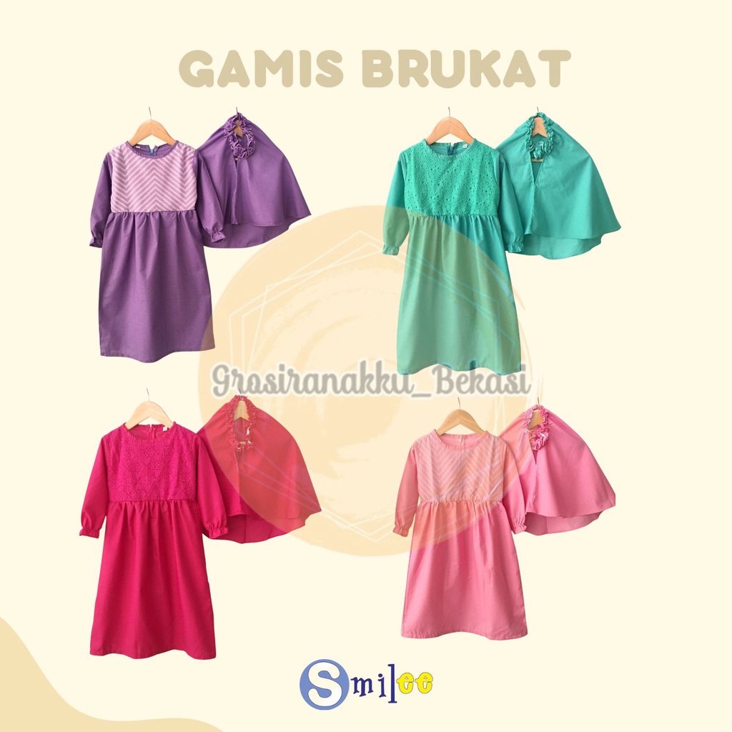 Gamis Anak Brukat Cantik Size 1-6Tahun Mix Warna